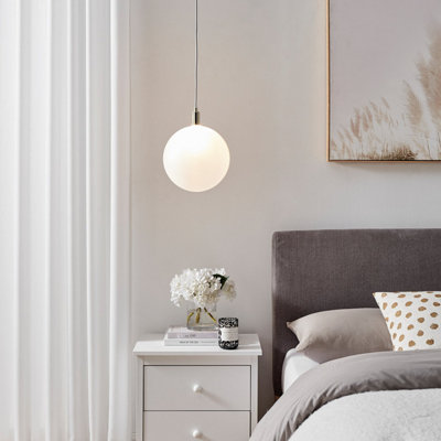 Furniturebox UK Martha Brass Pendant Light with Frosted Glass Globe