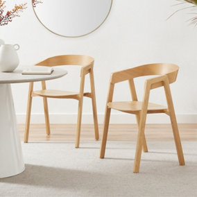 Furniturebox UK Masa 2x Solid Oak and Veneer Wooden Dining Chairs