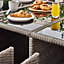 Furniturebox UK Monaco Grey Rattan Outdoor Garden 10 Seater Dining Table and Chairs Set, PE Rattan with Dark Grey Cushions