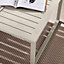 Furniturebox UK Montenegro White Metal 6 Seat Outdoor Garden Sofa Set, Taupe Cushions, 6 seat corner sofa + metal coffee table