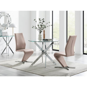 Furniturebox UK Novara 100cm Round Dining Table & 2 Cappuccino Willow Chairs