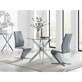 Furniturebox UK Novara 100cm Round Dining Table & 2 Elephant Grey Willow Chairs
