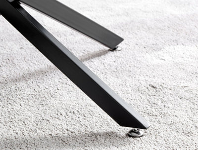 Furniturebox UK Novara Round Coffee Table With Grey Glass Marble Effect Top And Black Legs