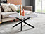 Furniturebox UK Novara Round Coffee Table With White Glass Marble Effect Top And Black Legs