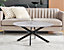 Furniturebox UK Novara Round Coffee Table With White Glass Marble Effect Top And Black Legs