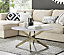 Furniturebox UK Novara Round Coffee Table With White Glass Marble Effect Top And Gold Legs