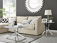 Furniturebox UK Novara Round Coffee Table With White Glass Marble Effect Top And Silver Legs