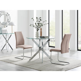Furniturebox UK Novara Round Dining Table And 2 Cappuccino Lorenzo Chairs Set