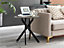 Furniturebox UK Novara Round Side Table With Grey Glass Marble Effect Top And Black Legs