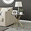 Furniturebox UK Novara Round Side Table With Grey Glass Marble Effect Top And Gold Legs