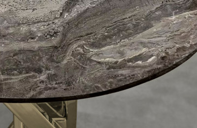 Furniturebox UK Novara Round Side Table With Grey Glass Marble Effect Top And Gold Legs