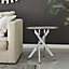 Furniturebox UK Novara Round Side Table With Grey Glass Marble Effect Top And Silver Legs