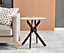 Furniturebox UK Novara Round Side Table With White Glass Marble Effect Top And Black Legs
