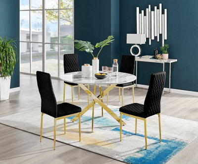 Furniturebox UK Novara White Marble Gold Leg 120cm Round Dining Table ...
