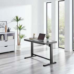 Furniturebox UK Office Standing Desk - Atticus Electric Height Adjustable Desk - Black Gaming Desk - Black Top And Legs