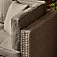 Furniturebox UK Orlando 10 Seat Modular Outdoor Garden Sofa - Brown Rattan Garden Sofa with Grey Cushions - Garden Coffee Table