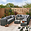 Furniturebox UK Orlando 10 Seat Modular Outdoor Garden Sofa - Grey Rattan Garden Sofa with Grey, Cushions - Garden Coffee Table