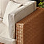 Furniturebox UK Orlando 4 Seat Modular Outdoor Garden Sofa - Warm Rattan Garden Sofa with Taupe, Cushions - Garden Coffee Table