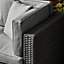 Furniturebox UK Orlando 6 Seat Modular Outdoor Garden Sofa - Black Rattan Garden Sofa with Grey, Cushions - Garden Coffee Table
