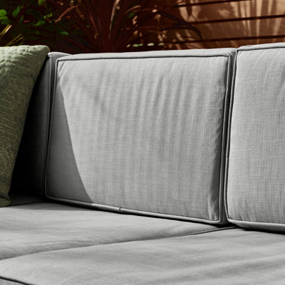 Furniturebox UK Orlando 8 Seat Modular Outdoor Garden Sofa - Black Rattan Garden Sofa with Grey, Cushions - Free Cover