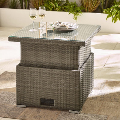 Furniturebox UK Orlando Grey Rattan Rising Garden Coffee Dining Table