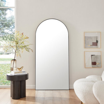 Furniturebox UK Ottilie Large Full Length Black Arch Wall Mirror