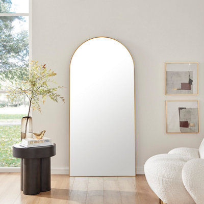 Furniturebox UK Ottilie Large Full Length Gold Arch Wall Mirror DIY