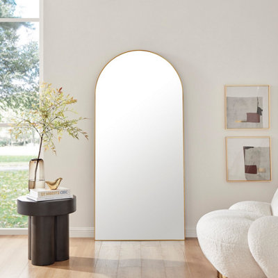 Furniturebox UK Ottilie Large Full Length Gold Arch Wall Mirror