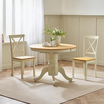 Furniturebox UK Padstow Oak and Cream 4-6 Seater Extending Dining Table