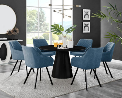 Round pedestal dining table deals set for 6