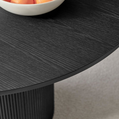 Furniturebox UK Penrose Black Round Dining Table & 4 Sage Beaumont Chairs
