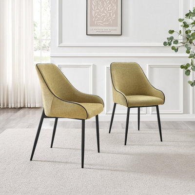 Furniturebox UK Penrose Black Round Dining Table & 4 Sage Beaumont Chairs