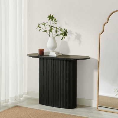 Furniturebox UK Penrose Rounded Black Wood Console Table