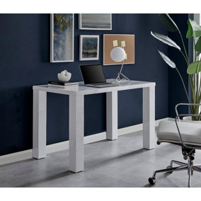 Furniturebox UK Pivero White High Gloss Computer PC Home Working Office Desk