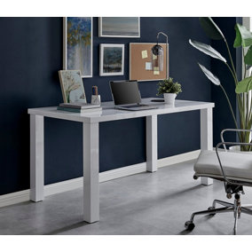 Furniturebox UK Pivero White High Gloss Home Office Writing Desk Large