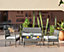 Furniturebox UK Porto Grey PE Rattan Outdoor Garden 4 Seat Coffee Table & Chairs Set, 2 Chairs 2 Seater Garden Bench