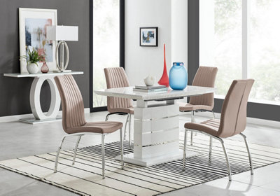 Furniturebox UK Renato 120cm High Gloss Extending Dining Table and 4 ...
