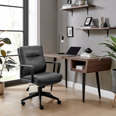 Furniturebox UK Rosco Black Faux Leather Office Chair