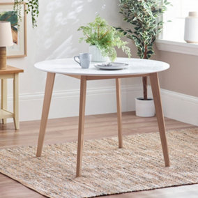 Furniturebox UK Round Dining Table - Sofia White Circular Dining Table - FSC Wood - 4 Seater Family Dinner Table - Made in Ukraine