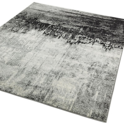 Furniturebox UK Ruddick Grey Distressed Rug 200x290