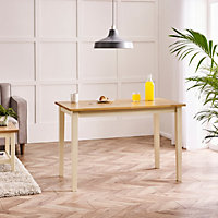 Furniturebox UK Salcombe Oak and Cream Small Solid Wood Dining Table
