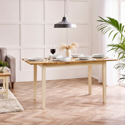 Furniturebox UK Salcombe Oak and Cream Solid Wood Extendable Dining Table
