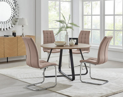 Furniturebox UK Santorini Brown Round Round Dining Table And 4