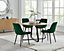 Furniturebox UK Santorini Brown Round Round Dining Table And 4 Green Pesaro Black Leg Chairs