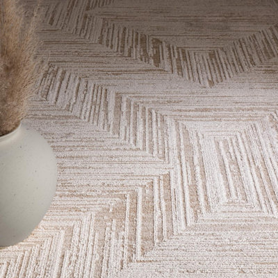 Furniturebox UK Savannah Cream Textured Cross Pattern Rug 200x300