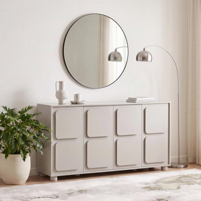 Furniturebox UK Selene Cream Melamine 4 Door Sideboard