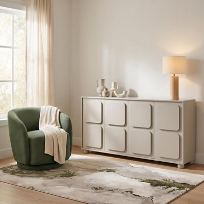 Furniturebox UK Selene Cream Melamine 4 Door Sideboard