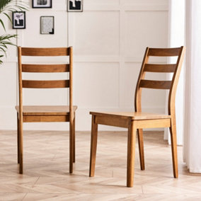 Furniturebox UK Set of 2 Lynton Dark Walnut Effect Solid Wood Dining Chairs