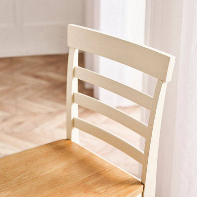 Furniturebox UK Set of 2 Rye Cream Painted Solid Wood Bar Stools With ...