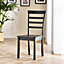 Furniturebox UK Set of 2 Whitby Black Painted Solid Wood Dining Chairs